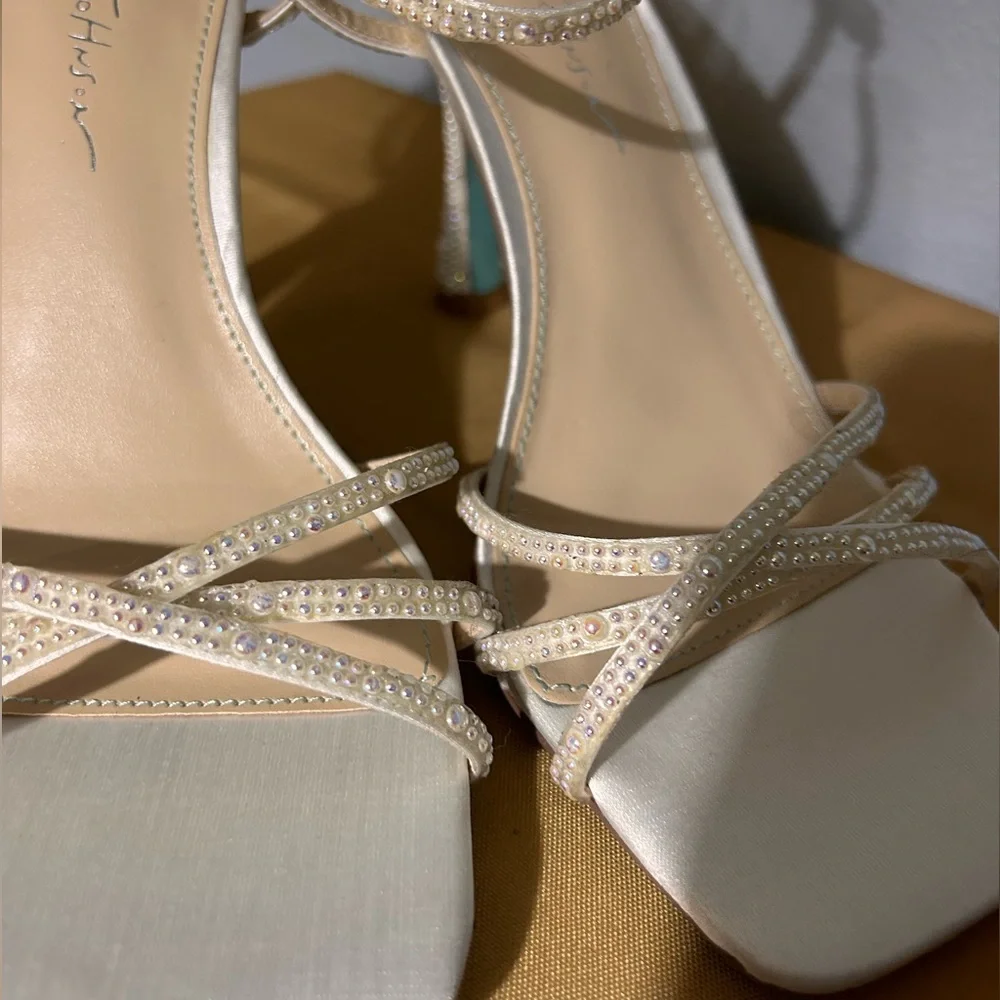 Betsey Johnson Strappy Gold Heels • Size 7.5 (true to size) - Picture 2 of 15